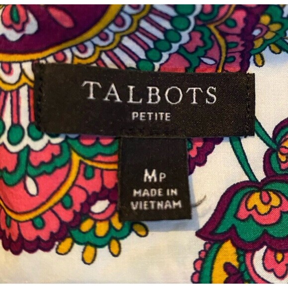 Talbots Petites sz MP Paisley Button Shirt Top - Picture 8 of 10